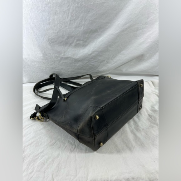 Genuine vintage large black leather tote bag carryall work school laptop carrier - Picture 12 of 16